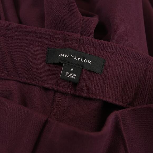 Ann Taylor High Waist Maroon Wine Purple Side Zip Pencil Pant Womens Sz 0 - Picture 9 of 11